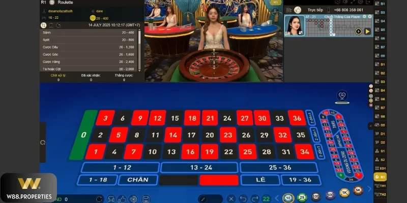 Casino Roulette online ở W 88