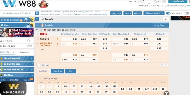 Kèo chấp W88 link là kèo có độ khó nhất định