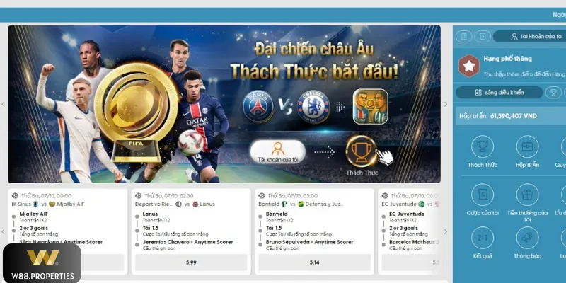 Kèo tài xỉu W88 cược vào số bàn ghi được