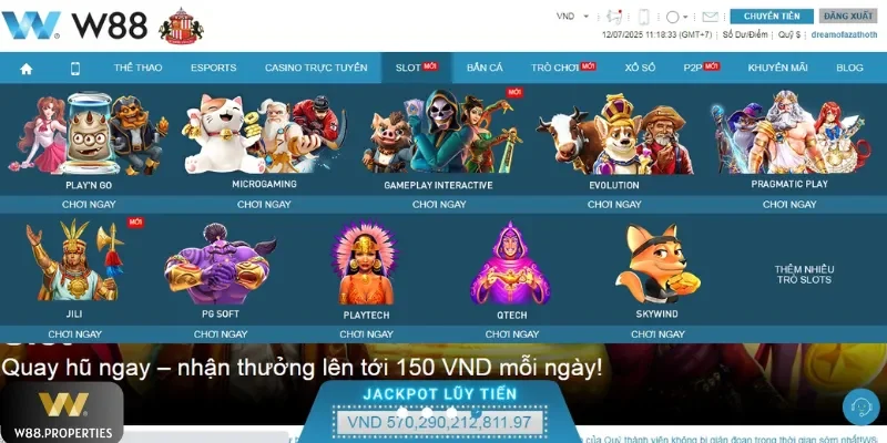 Quy trình chơi slot tại W 88
