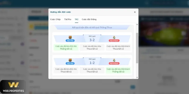 Thao tác chơi 1x2 ở W88