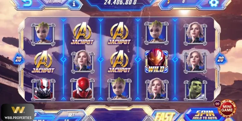 Giao diện guồng quay Avengers W 88